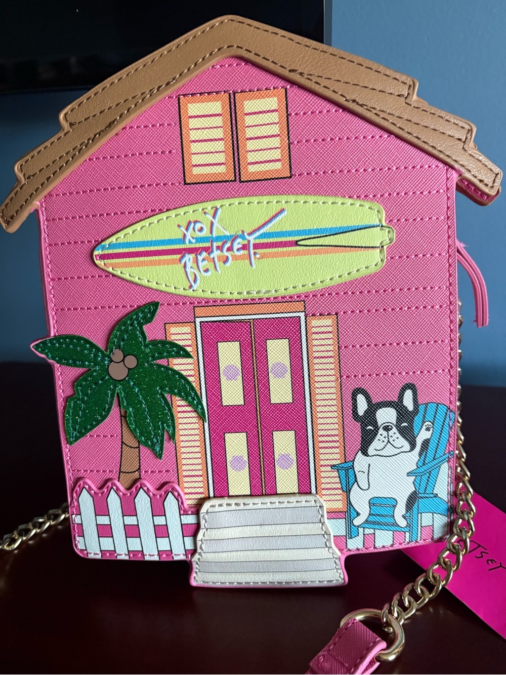 Betsey Johnson Pink Tropical House Mini Crossbody